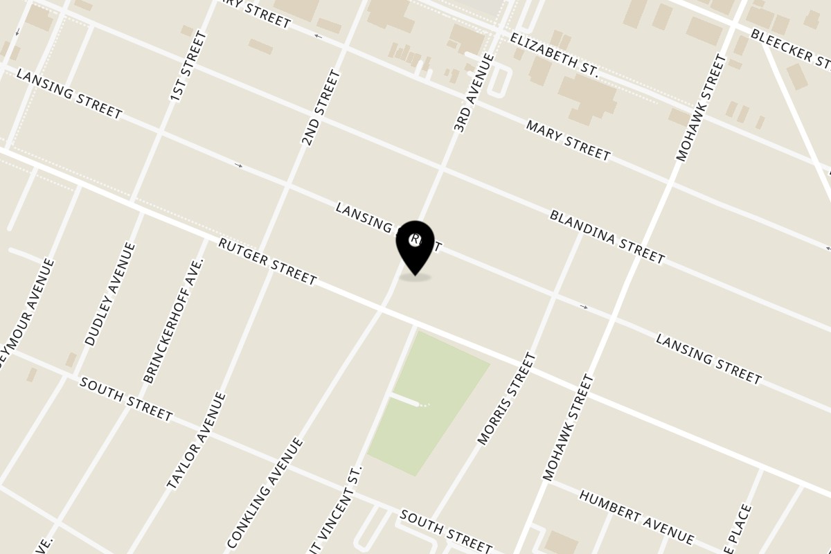 Map showing the location of Smoked Halal Food on 907 Third Ave. in Utica
